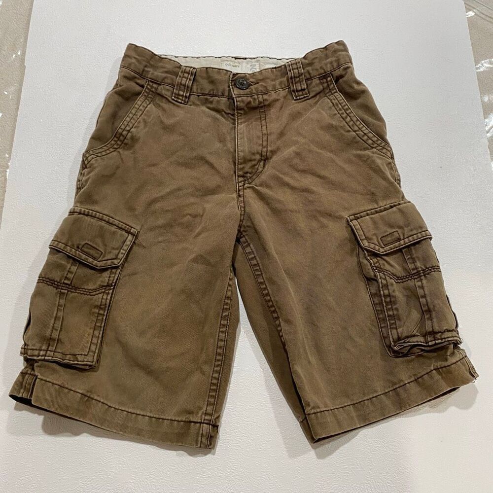 Old Navy Kids Cargo Shorts Size 10 | Brown 100% Cotton Utility Pockets Adjustabl